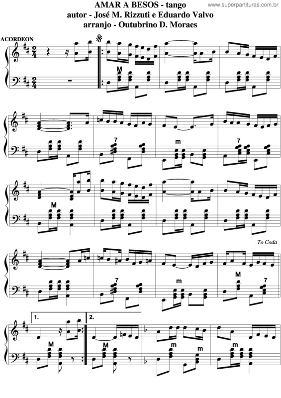 Partitura da música Amar A Besos v.2