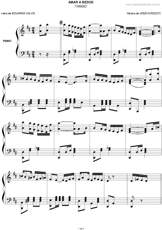 Partitura da música Amar a Besos