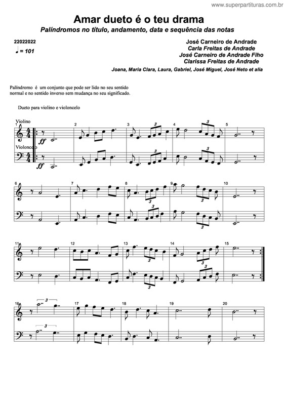 Partitura da música Amar Dueto É O Teu Drama