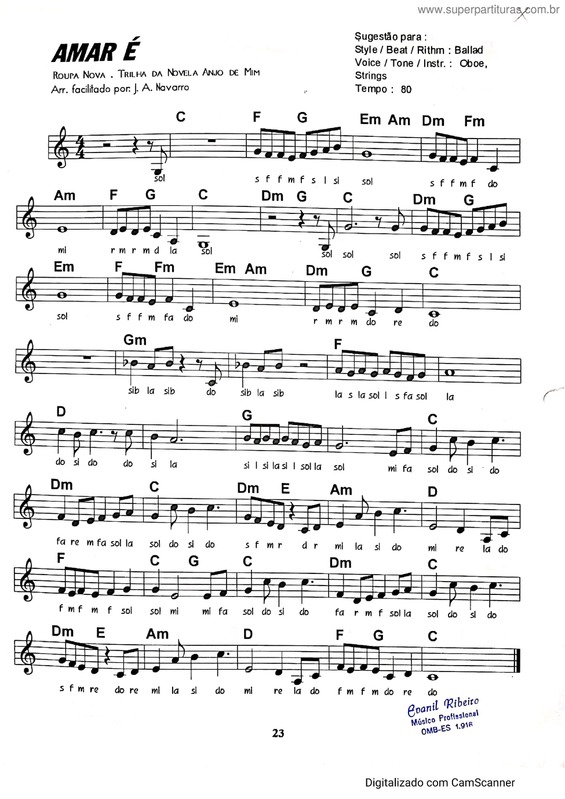 Partitura da música Amar É v.7