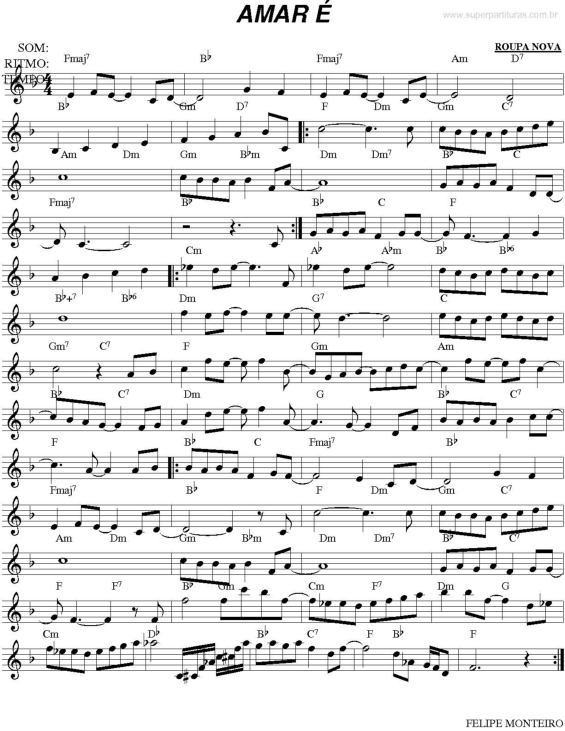 Partitura da música Amar É