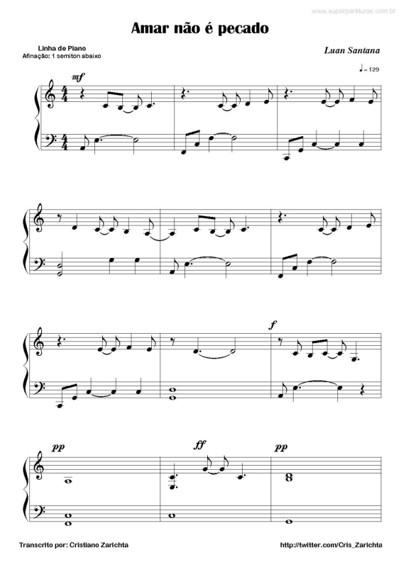 Partitura da música Amar Não é Pecado v.2