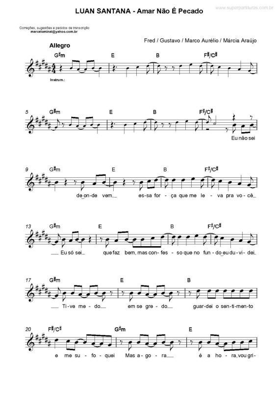 Partitura da música Amar Não É Pecado v.5