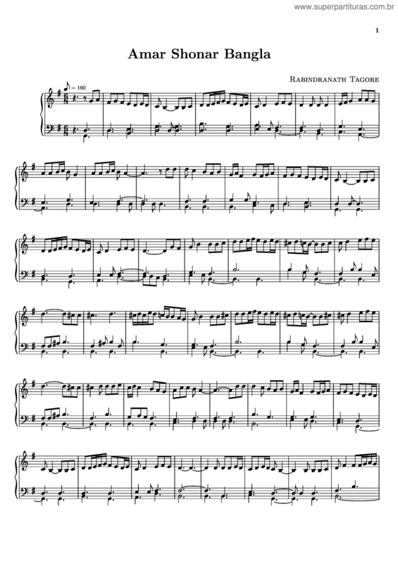 Partitura da música Amar Shonar Bangla