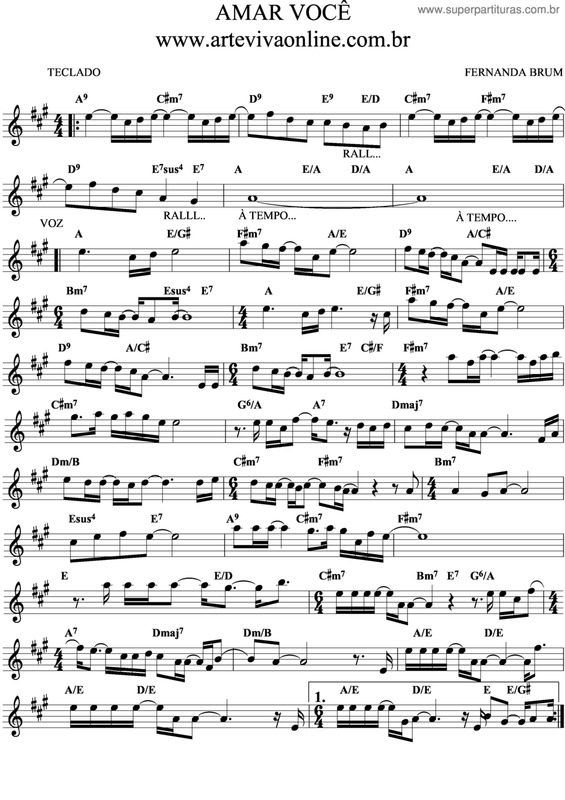 Partitura da música Amar Você v.2