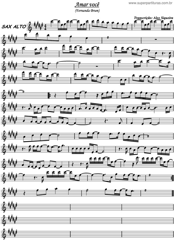 Partitura da música Amar Você