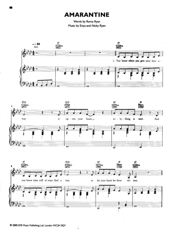 Partitura da música Amarantine