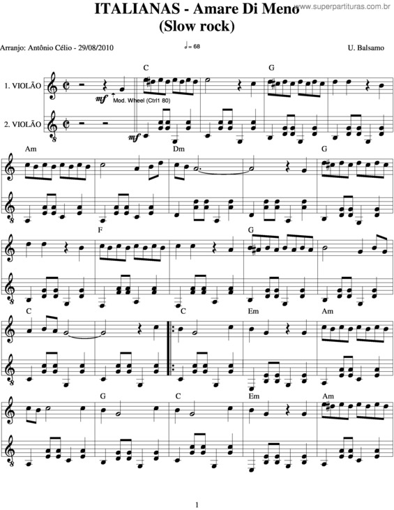 Partitura da música Amare Di Meno