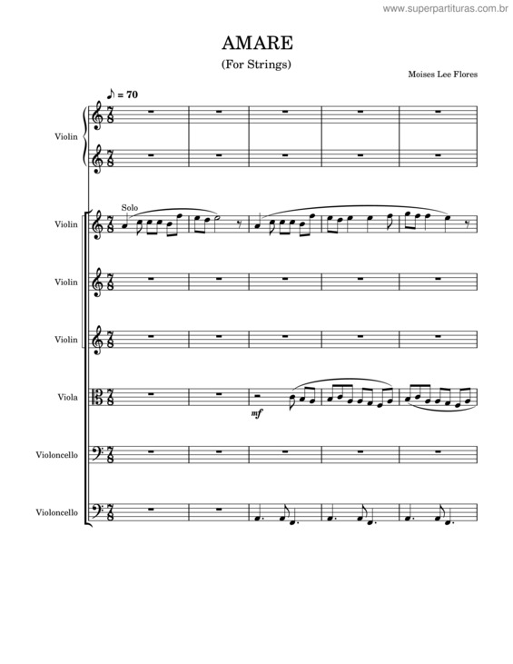 Partitura da música Amare