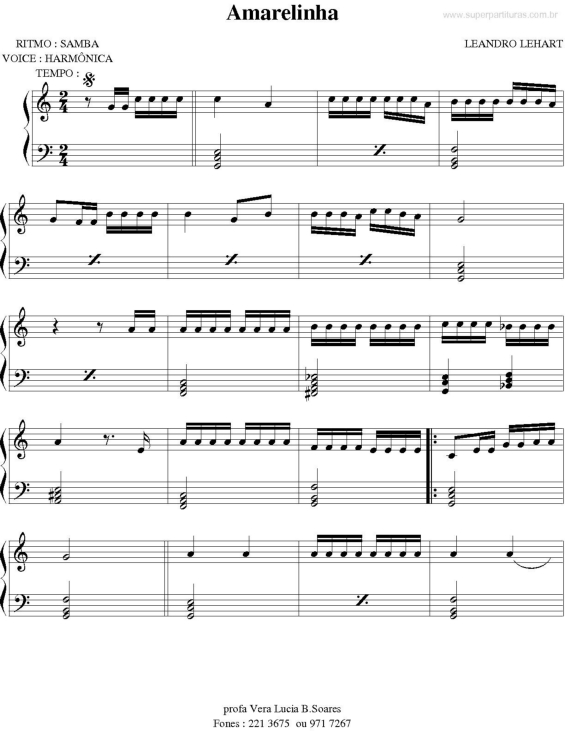 Partitura da música Amarelinha