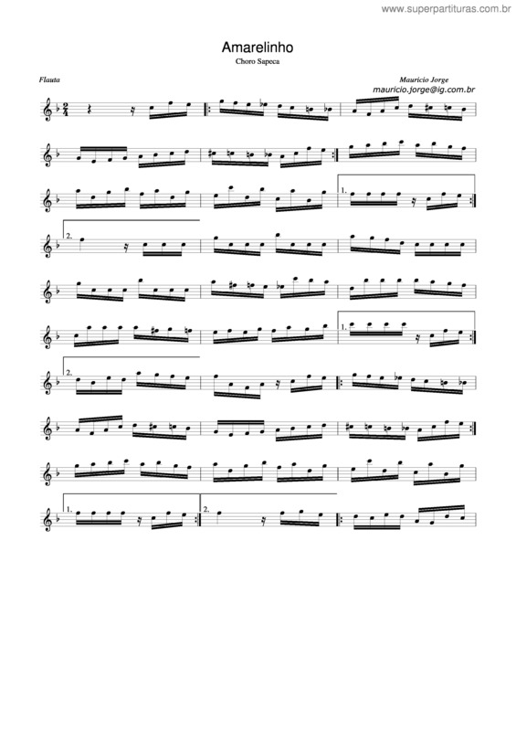 Partitura da música Amarelinho