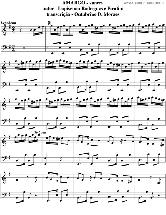 Partitura da música Amargo v.2