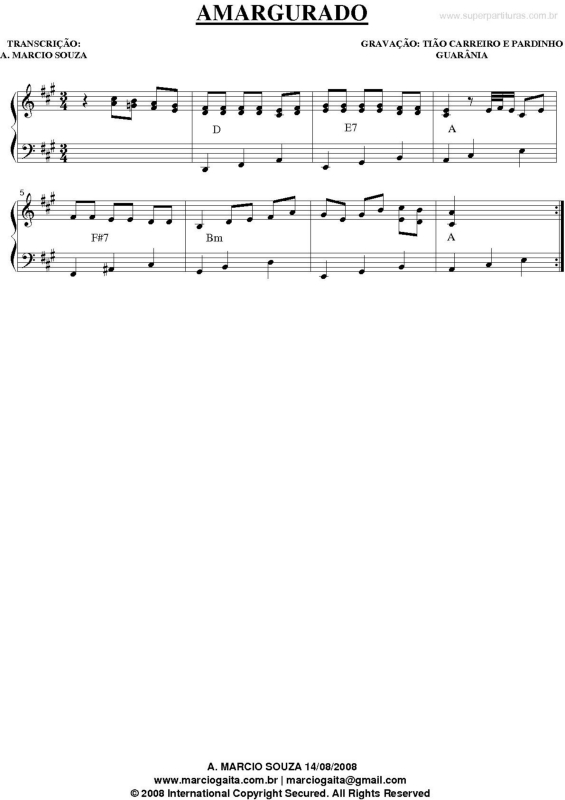 Partitura da música Amargurado