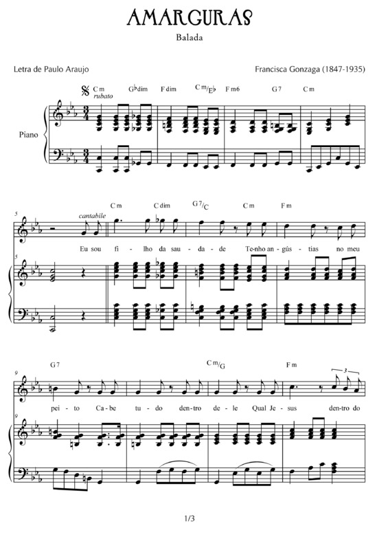 Partitura da música Amarguras v.2