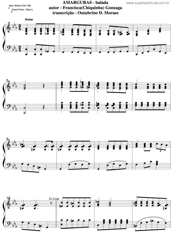 Partitura da música Amarguras