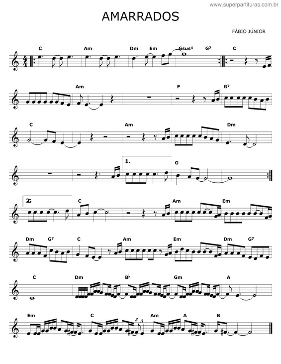 Partitura da música Amarrados v.2