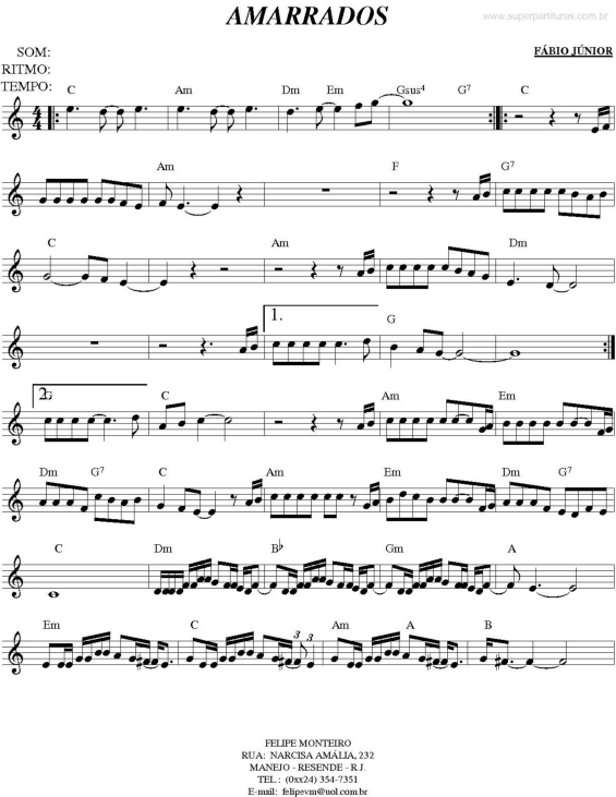 Partitura da música Amarrados