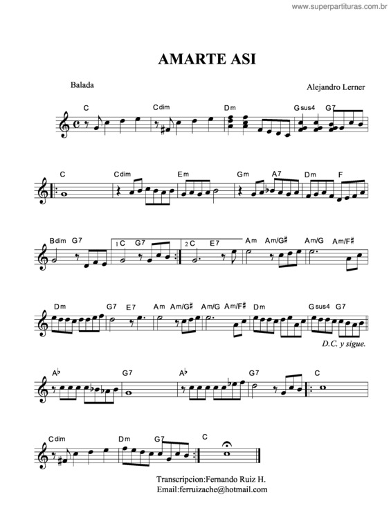 Partitura da música Amarte Así