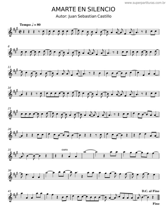 Partitura da música Amarte En Silencio