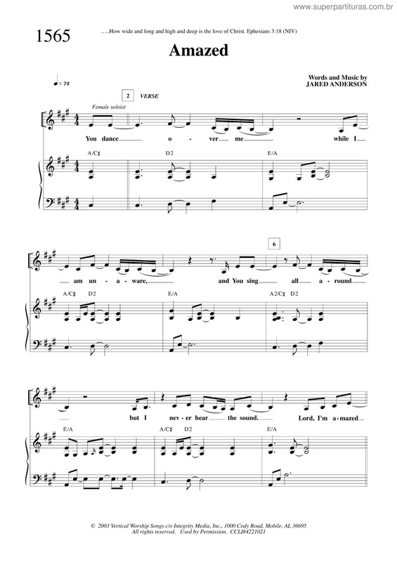 Partitura da música Amazed