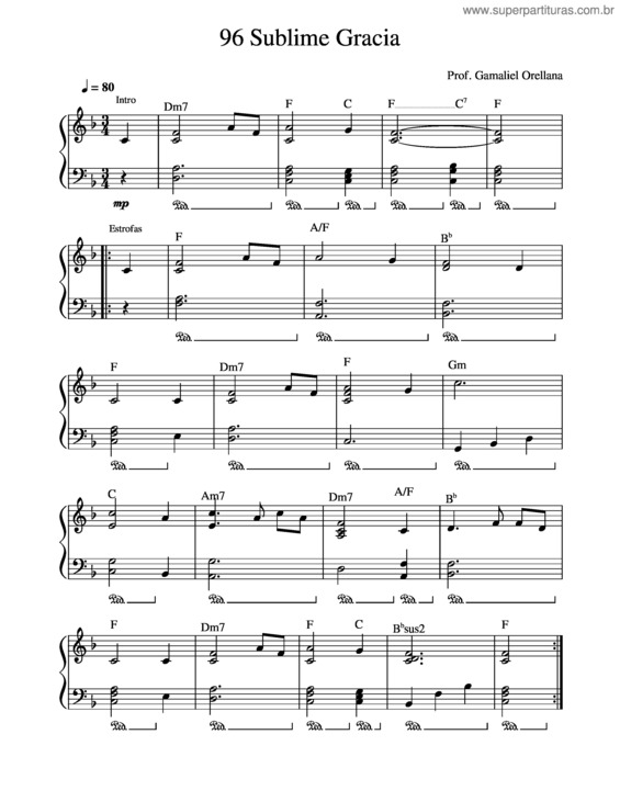 Partitura da música Amazing Grace – John Newton Sublime Gracia Piano v.2