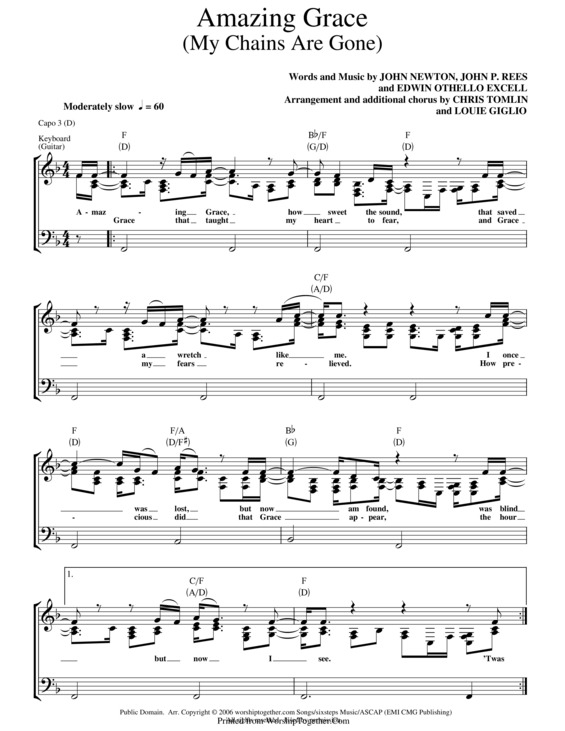 Partitura da música Amazing Grace (My Chains Are Gone)