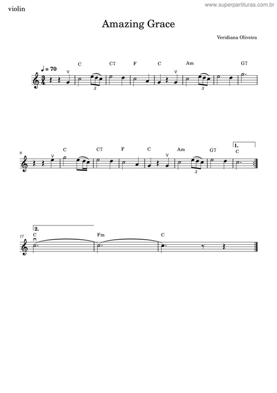 Partitura da música Amazing Grace v.12