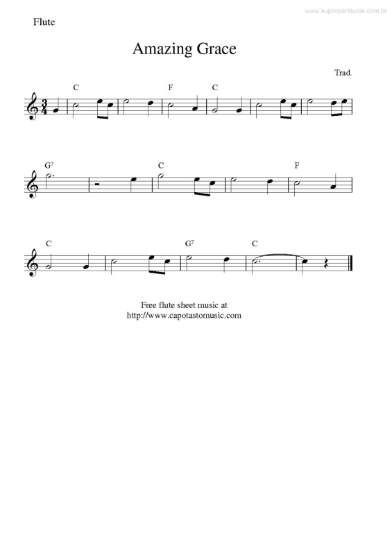 Partitura da música Amazing Grace v.3