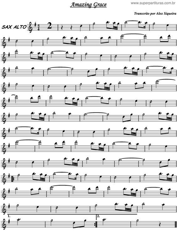 Partitura da música Amazing Grace v.4