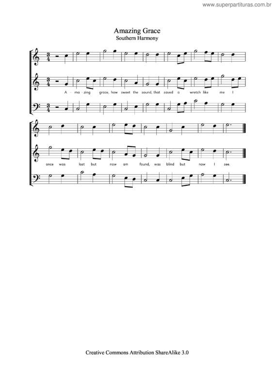 Partitura da música Amazing Grace v.5