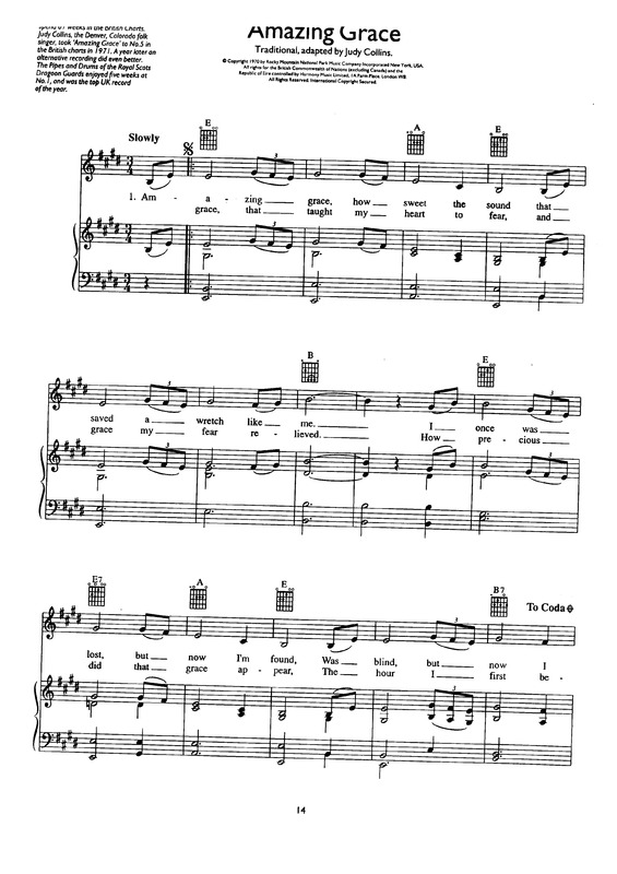 Partitura da música Amazing Grace v.7