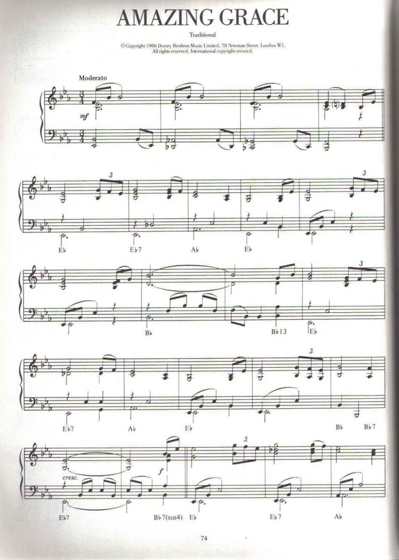 Partitura da música Amazing Grace v.9