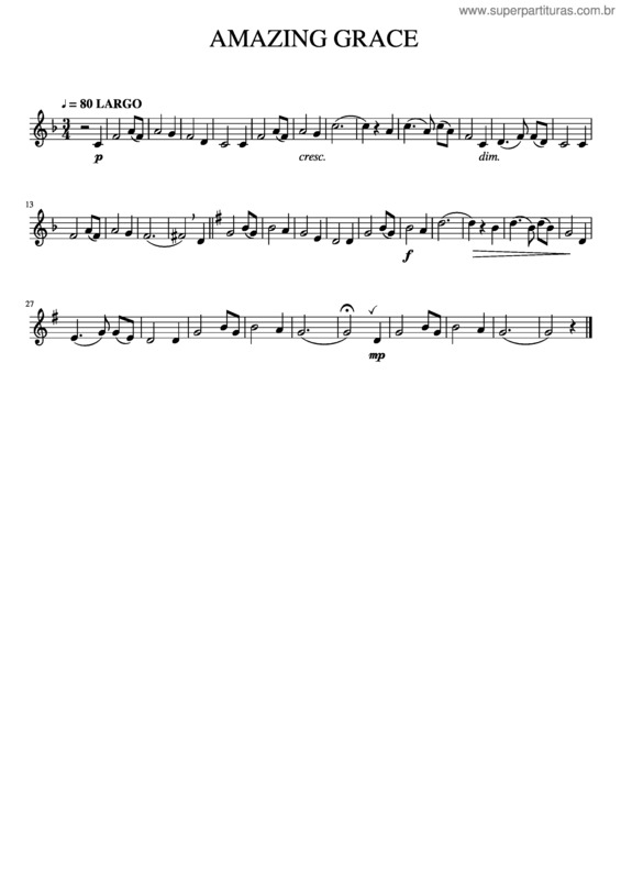 Partitura da música Amazing_Grace Clarinete 1