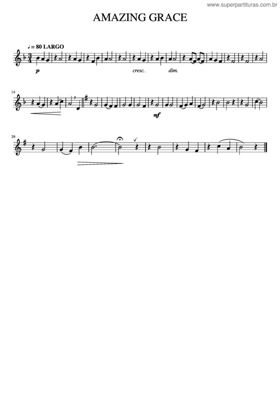 Partitura da música Amazing_Grace Clarinete 2