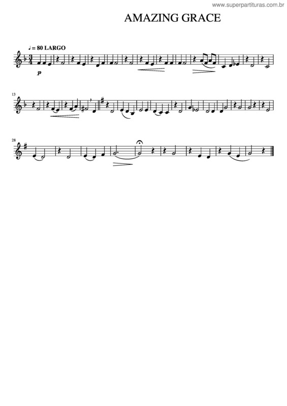 Partitura da música Amazing_Grace Clarinete 3