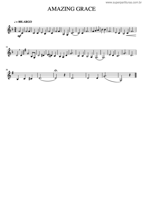 Partitura da música Amazing_Grace Clarinete Baixo
