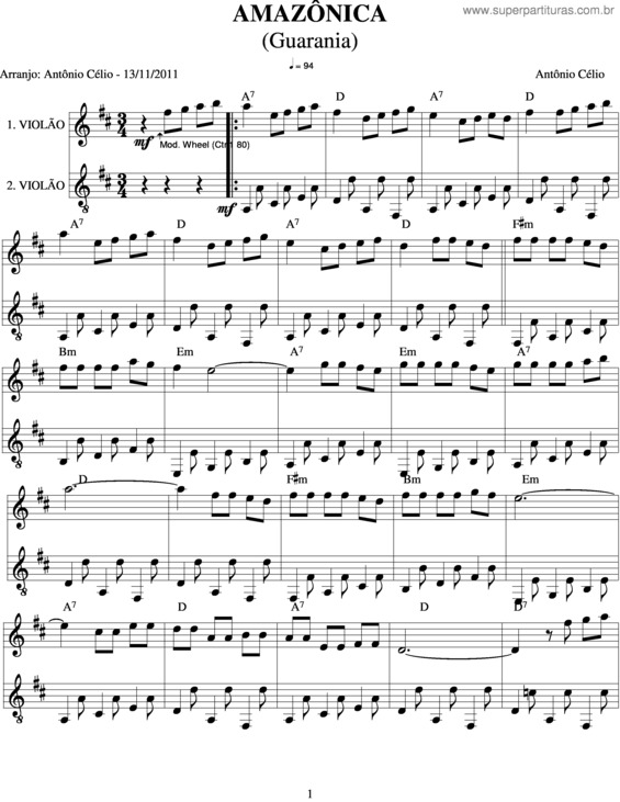 Partitura da música Amazônica