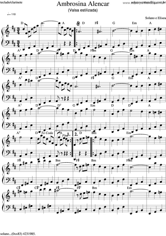 Partitura da música Ambrosina Alencar v.2