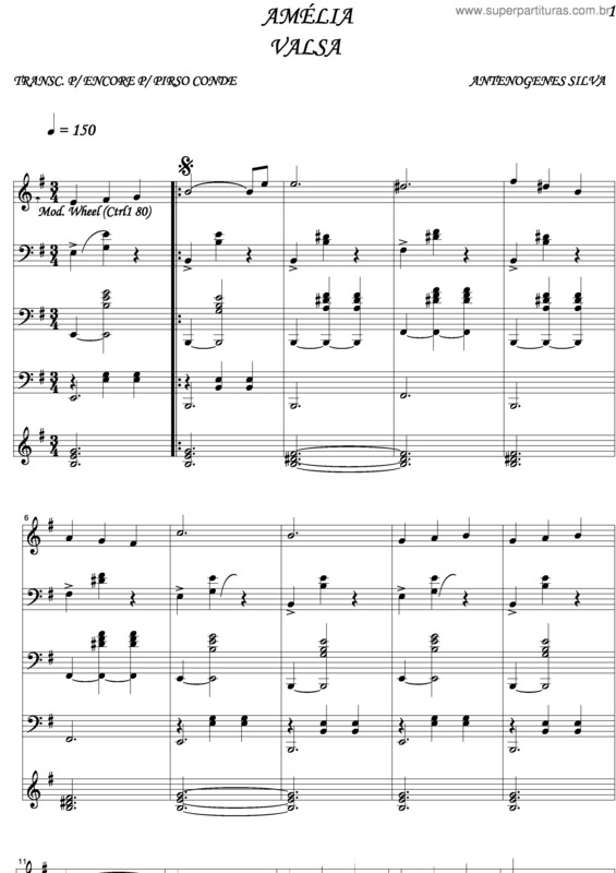 Partitura da música Amélia v.2