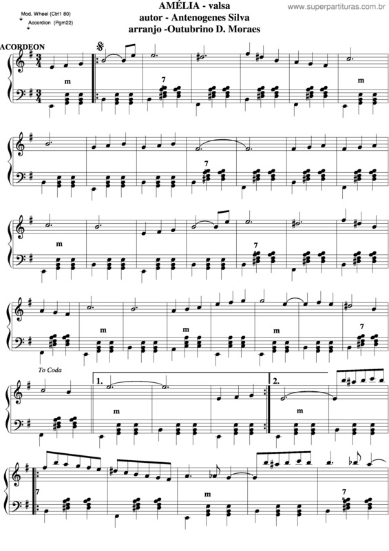 Partitura da música Amélia v.3