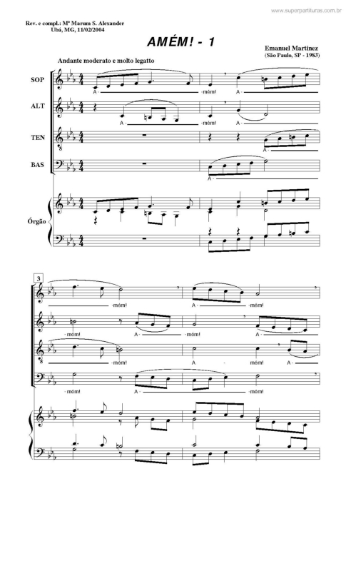 Partitura da música Amém! - 1