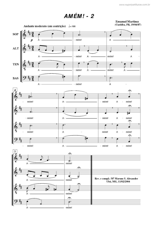 Partitura da música Amém! - 2