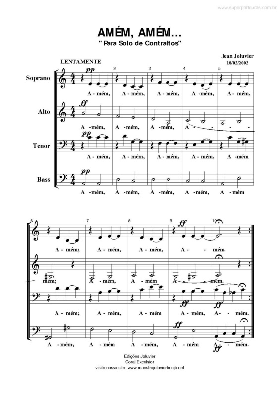 Partitura da música Amém, Amém