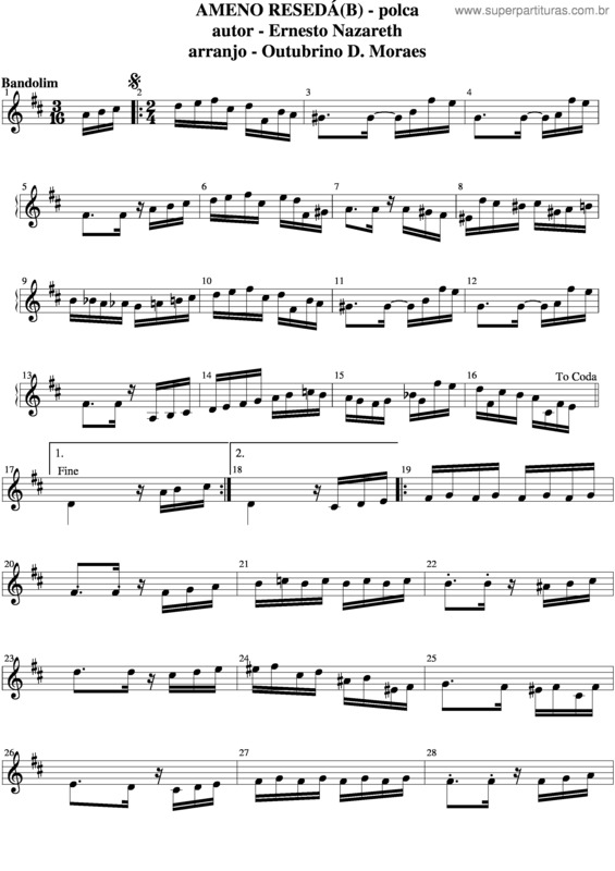 Partitura da música Ameno Resedá v.8