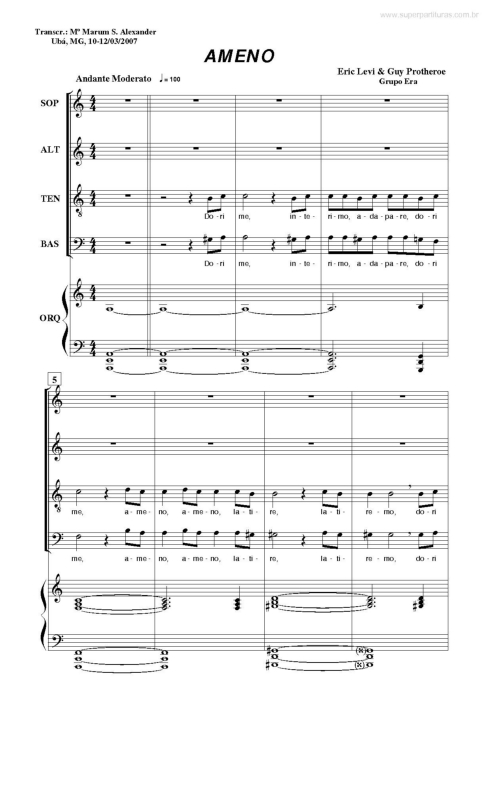 Partitura da música Ameno v.2