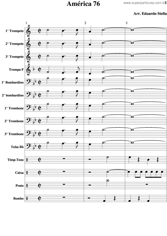 Partitura da música América 76