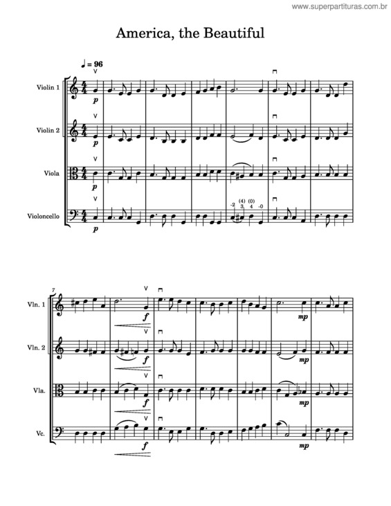 Partitura da música America The Beautiful – Samuel Augustus Ward v.3