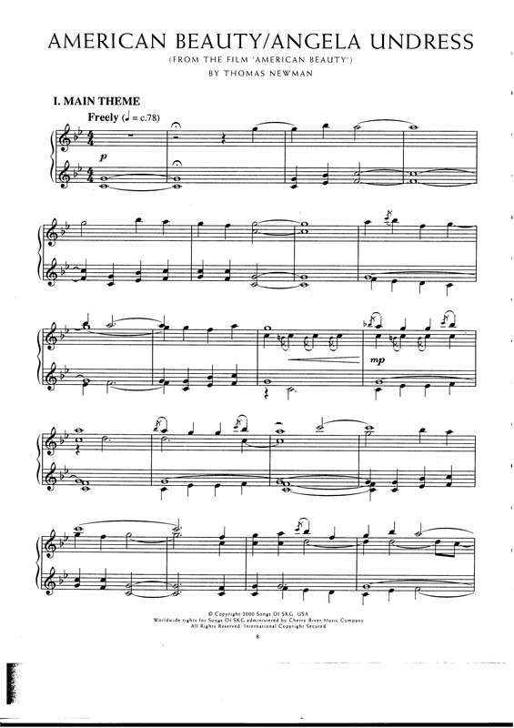 Partitura da música American Beauty Angela Undress (American Beauty)