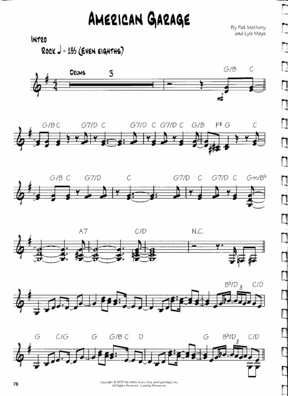 Partitura da música American Garage