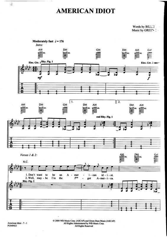 Partitura da música American Idiot v.3